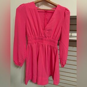 Vibrant Pink Long Sleeve Dress
